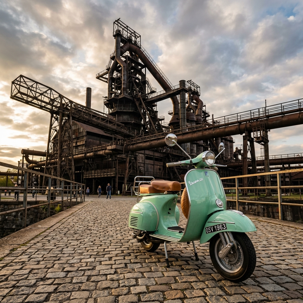 Vespa v industriální zóně